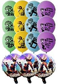 Fortnite Birthday Balloons 15pcs - 12 Latex and 3 Foil Balloons Fortnite Party Supplies Gamer