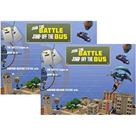 Video Gamer Themed Fort Battle Drop Royale Party Supply Nite Night (Invitations)